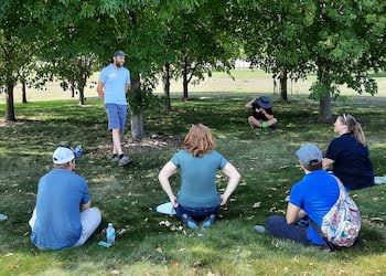 Michael Barnes teaches an outdoor class